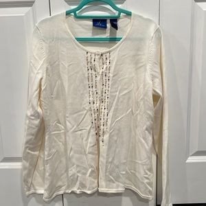 NWT Ivory cardigan with beaded detail.  Size XL